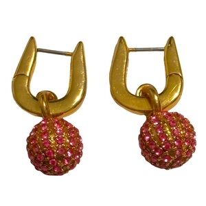 J.Crew gold tone pink rhinestone dangle earrings
